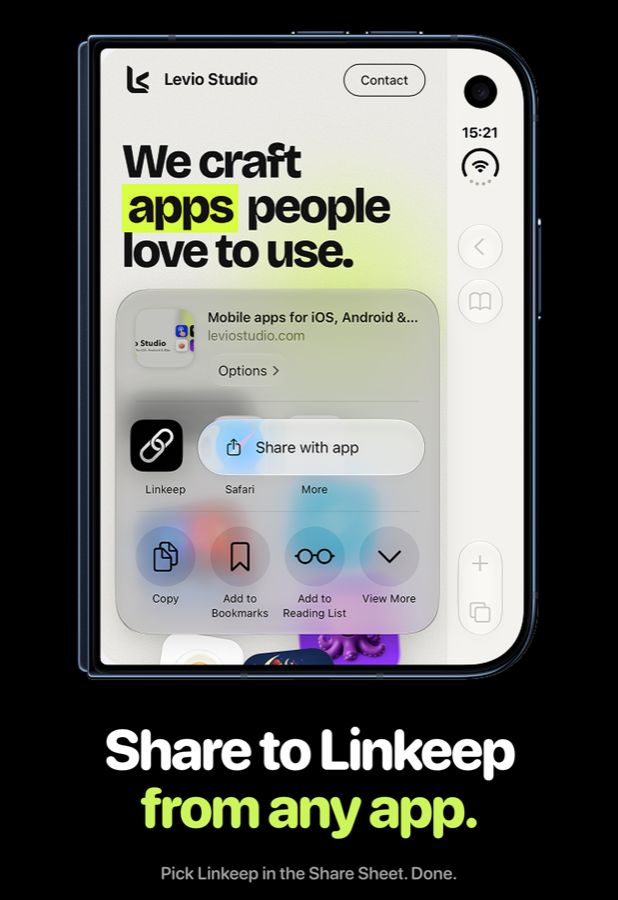 Linkeep in the iOS share sheet